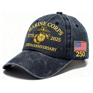 Marine Corps 250th Anniversary Hat Custom Print 6-Panel Vintage 100% Cotton Baseball <strong>Cap</strong> Adjustable Retro Marine Summer <strong>Cap</strong> - Product Image 1