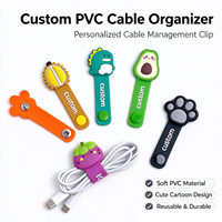 Organisateur de câbles en PVC personnalisé, enrouleur de câbles mignon de dessin animé, support de cordon réutilisable pour la gestion des fils d'écouteurs, accessoires de rangement à domicile