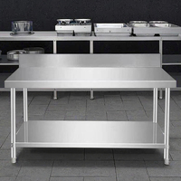 Table de travail Bailida 058 en acier inoxydable pour cuisine commerciale, murale, à quatre roues, résistante à la corrosion, avec revêtement autonettoyant