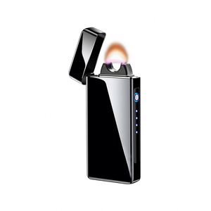 AIRO <b>Custom</b> Logo Boyfriend Giveaways Double Arc Windproof USB Rechargeable Refillable Reusable Zinc Alloy Cigarette <b>Lighter</b> - Product Image 1