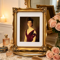 Cadre photo vintage orné en résine dorée et noire, style baroque antique, pour portrait, à poser sur table ou à accrocher au mur