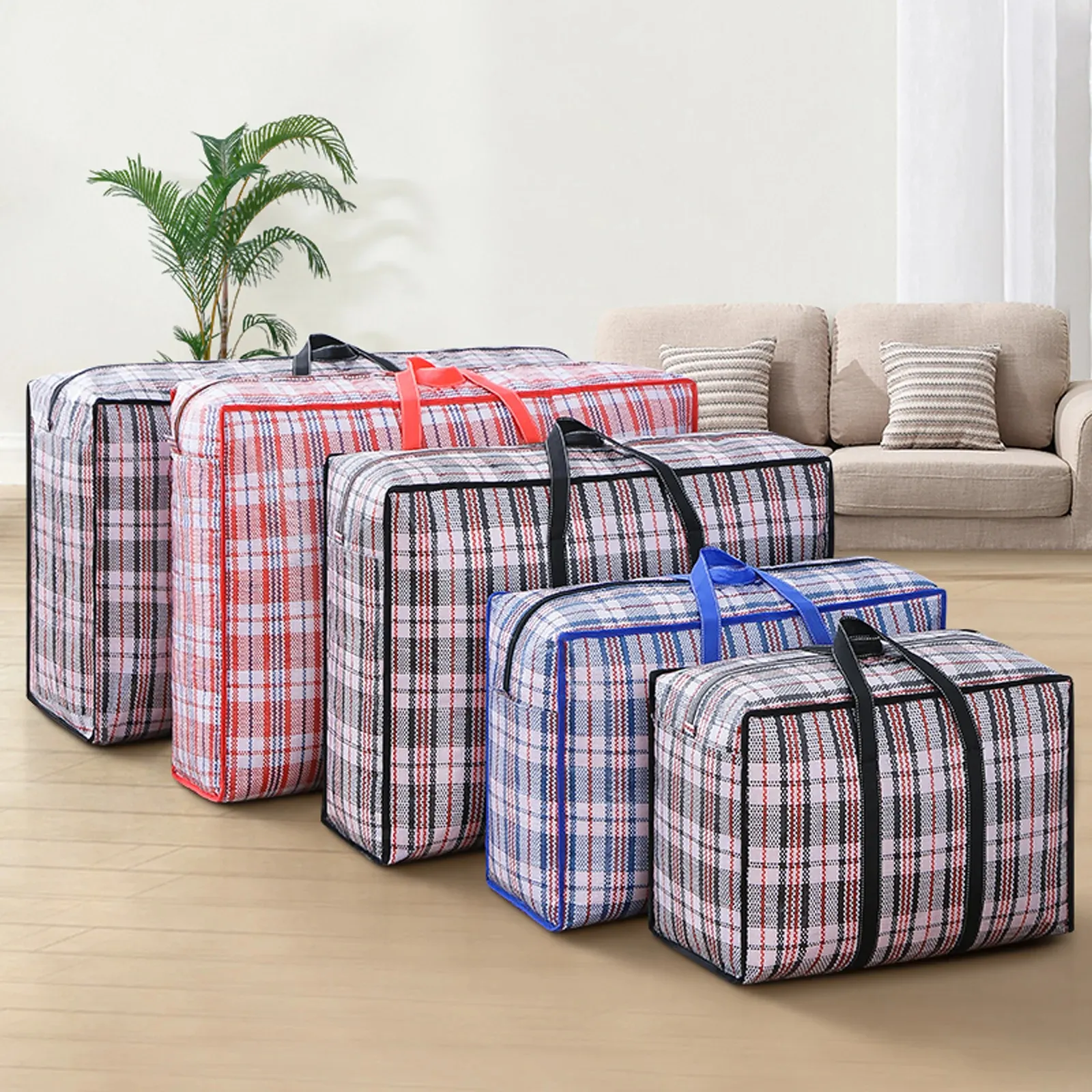 Multifunctional Thickened Woven Bag Large Capacity Waterproof Quilt Portable Storage Travel Luggage Moving Bags with Handle