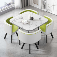 Ensemble de table à manger avec 4 chaises rembourrées, style minimaliste, ensemble de table à manger à panneaux, mobilier de salle à manger moderne