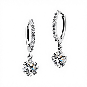 Boucles d'oreilles clous en argent 925 plaqué rhodium, moissanite taille brillant 10 carats au total, couleur D, 4 griffes, testées par un tiers - Product Image 3