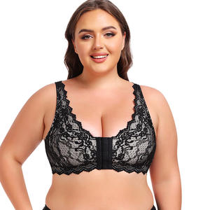 Mulheres XL Plus Size Lace Sheer Bra Push Cup Frente Aberta Lingerie com Suporte Seios Grandes Peitos Enormes Calcinha Diário Padrão - Product Image 5