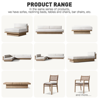Ensemble de canapés d'extérieur en teck au design minimaliste, mobilier d'hôtel, ensemble de canapés de patio en bois massif, mobilier d'extérieur, canapé de jardin en teck
