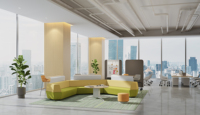 Nouvel ensemble de canapés de bureau modulaires au design européen moderne, en tissu avec mousse haute densité, avec table, pour réception commerciale et salle d'attente