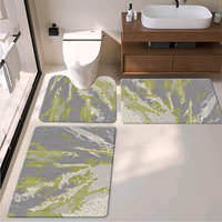 Set Keset Kamar Mandi Hutan yang Unik Warna Hijau Zaitun Pola Etnik Bohemian 3-Potong Tahan Air Anti-Selip Terinspirasi Alam