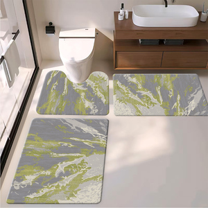 Ensemble de <span class=keywords><strong>tapis</strong></span> de bain fantaisie Forêt, vert olive, motif arbre, oiseau et étoile, 3 pièces, pour salles de bain de style campagnard inspiré de la nature - Product Image 2