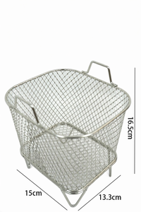 Kare Modern Paslanmaz Çelik Patates Kızartması Servis Sepeti Saplı - Parti ve Restoran/Mutfak Tezgahı Yiyecek Kızartma Tutucu - Product Image 6