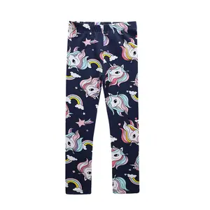 Hot sell girl tight legging night pants sweet unicorn print kid pants for girl