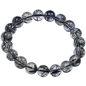 <span class=keywords><strong>Bracelet</strong></span> en cristal naturel de cheveux noirs pour hommes et femmes cristal de tourmaline noire brésilienne cristal de titane - Product Image 4