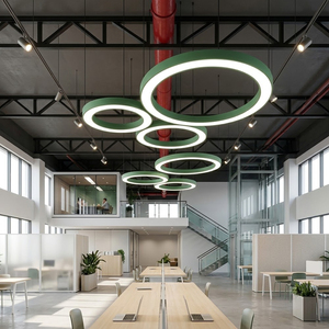 Lampadario <span class=keywords><strong>a</strong></span> <span class=keywords><strong>Sospensione</strong></span> LED Multifunzionale con Anelli Combinabili, Struttura Circolare in Ferro Colorato per Progetti di Uffici Open Space - Product Image 3