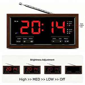 <span class=keywords><strong>Radio</strong></span>-réveil vintage avec charge sans fil rapide, double alarme, fonction snooze, contrôle de la luminosité, horloge rétro pour chambre à coucher - Product Image 5