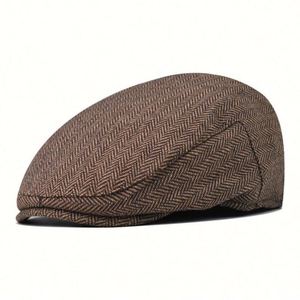 Gorro Clásico Británico para Hombre, Gorra Plana de 5 Paneles, 100% Lona de Algodón - Product Image 3