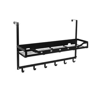 Stainless Steel <b>Towel</b> Organizer Standing Type <b>Large</b> Capacity Storage Rack 6 Hooks Waterproof Modern Non-Folding Double Tier - Product Image 1
