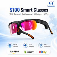 Lunettes Intelligentes IA ChatGPT avec Caméra 13MP, Reconnaissance Visuelle, Interprétation Simultanée, Compte Rendu de Réunions, WiFi6, Lunettes de Soleil