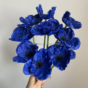 E-819 Flor de Anémona Artificial al por Mayor, Tallo Único, Mini Anémona Artificial de PU, Azul - Product Image 3