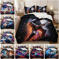Parure de lit 3D colorée Galaxie Astronaute, Housse de couette imprimée Espace, en polyester doux pour chambre d'adolescent
