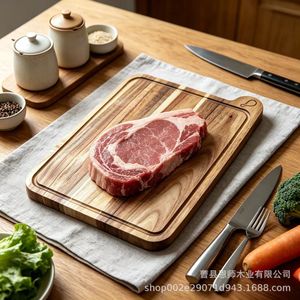 Acacia <b>Wood</b> Cutting Board Rectangle Anti-Slip Kitchen Vegetable Chopping <b>Block</b> - Product Image 4