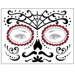Autocollants de tatouage temporaire Jour des Morts, motifs de visage de crâne en sucre, maquillage coloré pour fête d'Halloween, maquillage Catrina - Product Image 4