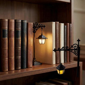 Lámpara LED de Halloween estilo americano, linterna fantasma de bruja, luz de biblioteca para rincón de lectura, soporte de estantería, color negro hierro, precio de fábrica - Product Image 3