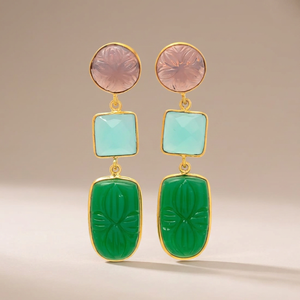 Boucles d'oreilles Huggie en acier inoxydable faites à la main avec pierres précieuses, plaquées rhodium, style bohème tendance pour enfants - Product Image 3