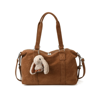 Sac à main vintage pour femme en cuir souple grande capacité avec fermeture éclair, sac de voyage en polyester, sac fourre-tout décontracté pour le week-end, sac à bandoulière