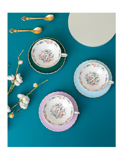 Ensemble de dentelle en relief doré de style européen <span class=keywords><strong>tasse</strong></span> à thé et soucoupe en porcelaine de luxe pour l'après-midi - Product Image 5