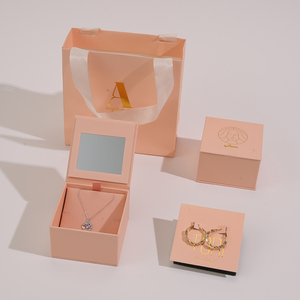 Premium <b>Mirror</b> Jewelry Gift <b>Box</b> with Paper Bag 1200g Cardboard Velvet Lining Jewelry Packaging for Retail Brands necklace store - Product Image 4