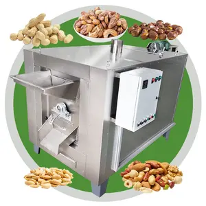 Tostador de cacahuete de tambor de Gas comercial, máquina asadora de nueces de macadama de almendra eléctrica grande usada, en venta