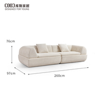 Canapé sectionnel sans armature 4 places en tissu beige style crème moderne, compressé sous vide, personnalisé OEM pour salon