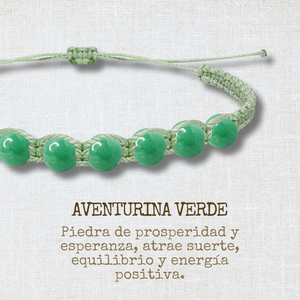 Bracciale di avventurina verde per le donne degli uomini fatto a mano con il durevole filo cerato in pietra naturale amuleto regolabile ciondoli - Product Image 3