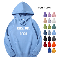 Op maat geborduurd logo herfst gebreide katoenen fleece effen kleurige hooded sweatshirt heren werkkleding team uniform OEM ODM regular