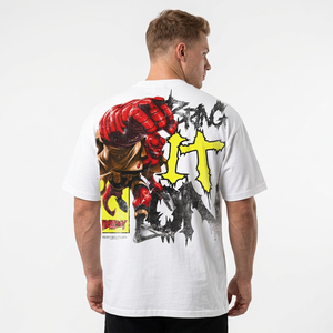 Camiseta Blanca de Manga Corta para Hombre con Estampado de Personajes Personalizado, Cuello Alto, Corte Regular, Formal, 100% Algodón, Tejido de Punto - Product Image 6