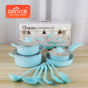 Shopee Hot <strong>Sale</strong> 13 Pcs Kitchen Pink Blue <strong>Pots</strong> <strong>and</strong> <strong>Pans</strong> Iron <strong>Non</strong> <strong>Stick</strong> Cookware <strong>Sets</strong> - Product Image 1