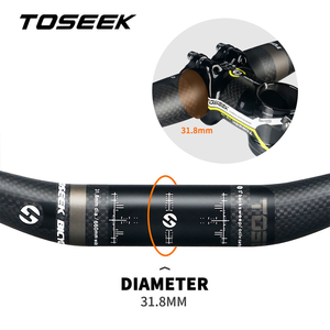 Guidon de <span class=keywords><strong>VTT</strong></span> en carbone TOSEEK, design plat et léger, compatible avec potence 31,1-32,5 mm, largeur 601-700 mm - Product Image 6