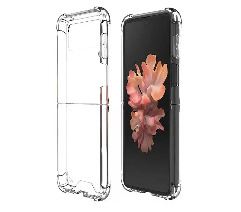 2 in 1 TPU bumper Clear Acrylic Shockproof four corner reinforced phone case for Samsung Galaxy Z Flip 3