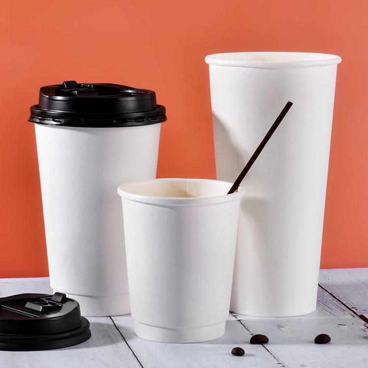 OEM Custom Logo Printed Paper Coffee Cups with Lid for Takeaway Beverage Packaging