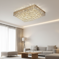 Lustre rectangulaire moderne de luxe en cristal K9 pour salon et chambre à coucher, idéal pour plafonds hauts