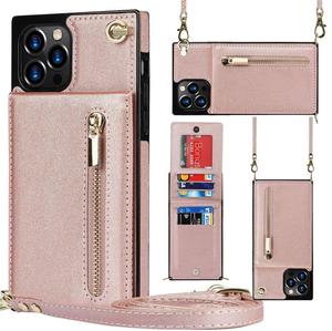 Funda para Teléfono con Ranuras para Tarjetas, Correa con Cierre y Cordón, de Cuero PU, Antigolpes, Tipo Cartera para iPhone 17 16 15 14 13 12 11 - Product Image 1