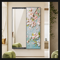Miroir mural coulissant en verre floral avec panneau décoratif floral pour entrée, chambre, dressing, hôtel, décoration intérieure moderne