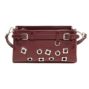 <span class=keywords><strong>Borsa</strong></span> a <span class=keywords><strong>tracolla</strong></span> Vintage da donna Y2k Punk in vernice con rivetto gotico sotto le ascelle <span class=keywords><strong>bordeaux</strong></span> borse a <span class=keywords><strong>tracolla</strong></span> di lusso con punte - Product Image 2