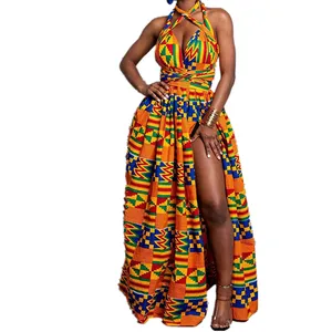 2024 summer new arrival sexy long dresses women printed backless slit maxi dress ladies African clothing