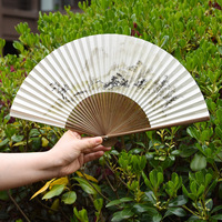 Style traditionnel Portable encre peinture papier ventilateur été ancien Cheongsam danse Style hommes femmes tenant un ventilateur pliant rond