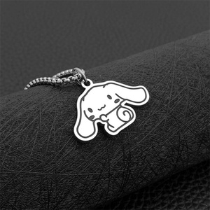 Collier Pendentif Chien Mignon en Acier Inoxydable Émaillé, Bijou Hip Hop Personnalisé à la Mode - Product Image 5