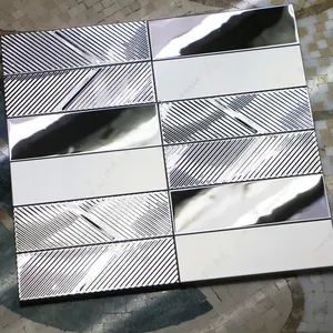 Modern Style Silvery Stainless Steel Mosaic Tiles Hotel Shopping Mall Silvery Metal Mosaic Tiles
