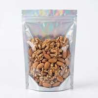 Sacs en film holographique laser personnalisés avec logo, 100 pièces, transparents, refermables, en mylar, avec fermeture éclair, pour bijoux, bonbons, emballages alimentaires