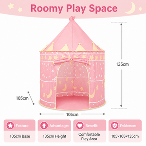 Casa de Juegos Tipo <span class=keywords><strong>Castillo</strong></span> Azul, Ligera y de Fácil Montaje, para Dormitorio o Sala de Juegos, Regalo de Cumpleaños para Niños y Niñas - Product Image 3