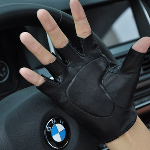 Gants de moto sportifs mi-doigts en cuir de mouton personnalisés en usine pour l'extérieur - Product Image 5